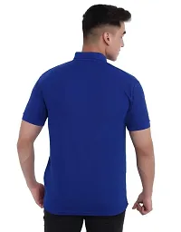 JMDE Men Polo Collar Neck Cotton Blend Tshirt Blue-thumb1