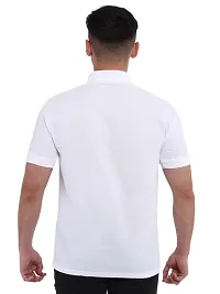 JMDE Men Polo Collar Neck Cotton Blend Tshirt White-thumb1