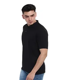 JMDE Men Polo Collar Neck Cotton Blend Tshirt Black-thumb2