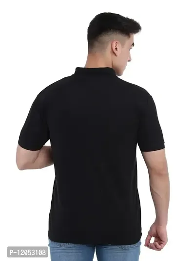 JMDE Men Polo Collar Neck Cotton Blend Tshirt Black-thumb2