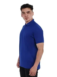 JMDE Men Polo Collar Neck Cotton Blend Tshirt Blue-thumb2