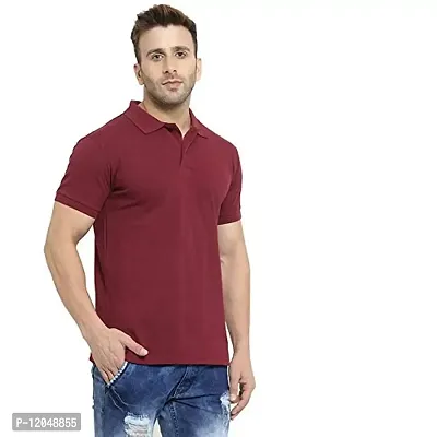 JMDE Men's Collared Neck Polo Casual T-Shirt for Men Maroon (Large)-thumb3