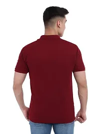 JMDE Men Polo Collar Neck Cotton Blend Tshirt Maroon-thumb1