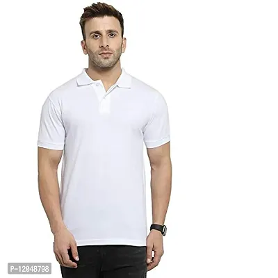 JMDE Men's Collared Neck Polo Casual T-Shirt for Men White (Large)-thumb0