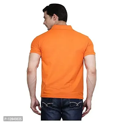 JMDE JMD Enterprises Cotton Blend Polo Neck T-Shirt Orange (Small)-thumb2