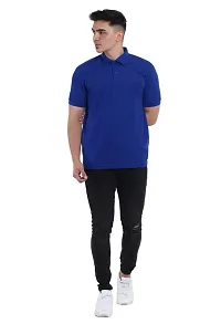 JMDE Men Polo Collar Neck Cotton Blend Tshirt Blue-thumb4