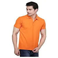 JMDE JMD Enterprises Cotton Blend Polo Neck T-Shirt Orange (Small)-thumb2