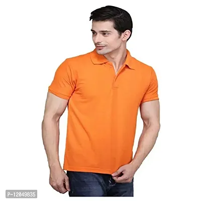 JMDE JMD Enterprises Cotton Blend Polo Neck T-Shirt Orange (Small)-thumb3