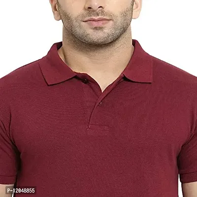 JMDE Men's Collared Neck Polo Casual T-Shirt for Men Maroon (Large)-thumb4