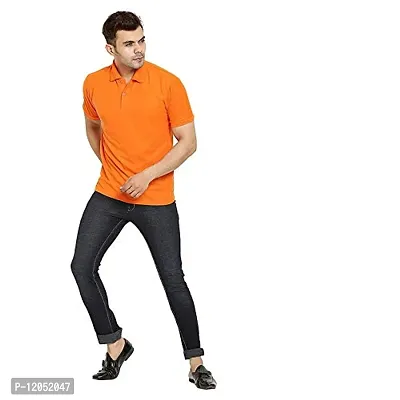 JMDE Men's Collared Neck Polo T-Shirt for Men Orange (Large)-thumb5