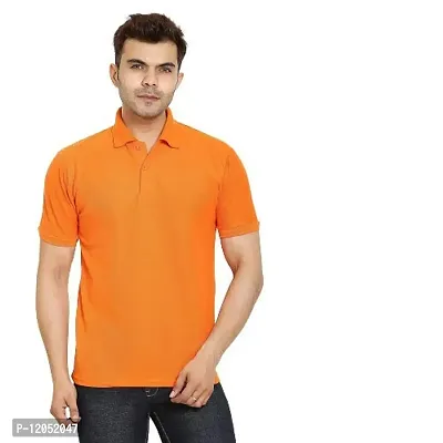 JMDE Men's Collared Neck Polo T-Shirt for Men Orange (Large)