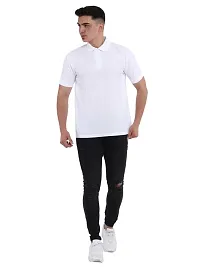 JMDE Men Polo Collar Neck Cotton Blend Tshirt White-thumb4