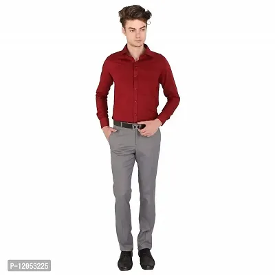 JMDE Men's Solid Regular Fit Full Sleeve Formal Shirt (Maroon_42)-thumb0