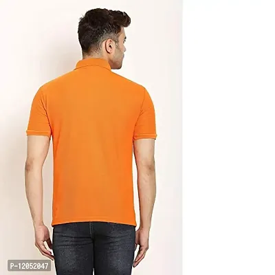 JMDE Men's Collared Neck Polo T-Shirt for Men Orange (Large)-thumb2