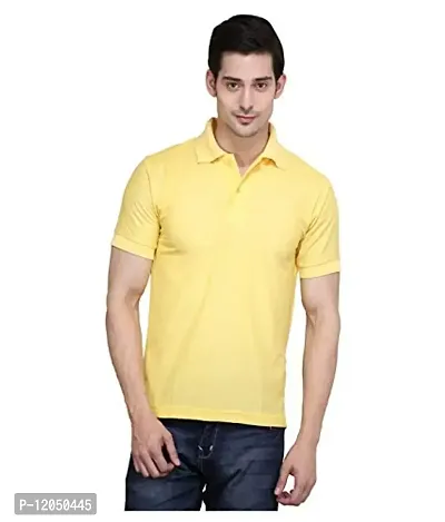 JMDE JMD Enterprises Cotton Blend Polo Neck T-Shirt Yellow (Medium)