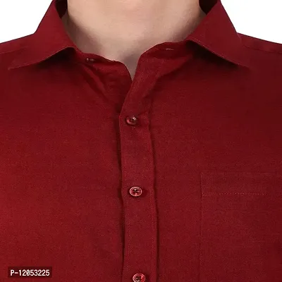 JMDE Men's Solid Regular Fit Full Sleeve Formal Shirt (Maroon_42)-thumb4