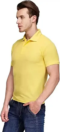 JMDE Men's Polo Plain Tshirt Yellow-thumb2