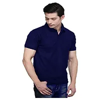 JMDE JMD Enterprises Cotton Blend Polo Neck T-Shirt Dark Blue (Large)-thumb2