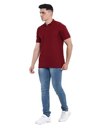 JMDE Men Polo Collar Neck Cotton Blend Tshirt Maroon-thumb4