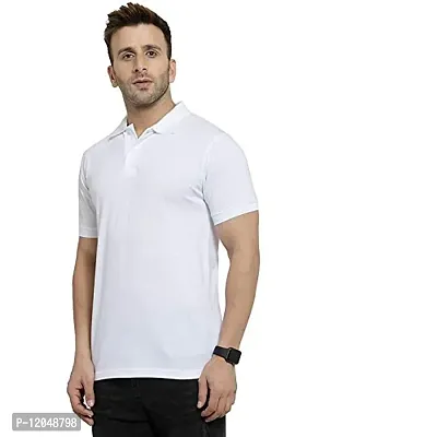 JMDE Men's Collared Neck Polo Casual T-Shirt for Men White (Large)-thumb4