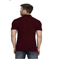 JMDE Men's Collared Neck Polo Casual T-Shirt for Men Maroon (Large)-thumb1