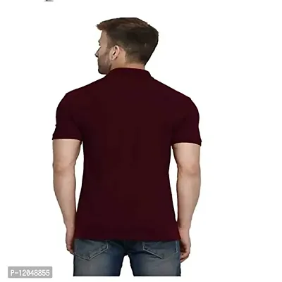 JMDE Men's Collared Neck Polo Casual T-Shirt for Men Maroon (Large)-thumb2