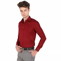 JMDE Men's Solid Regular Fit Full Sleeve Formal Shirt (Maroon_42)-thumb2