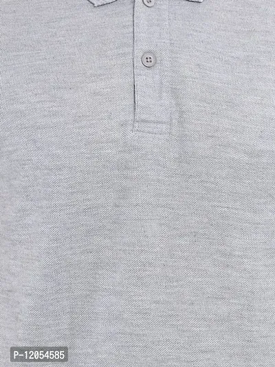 JMDE Men Polo Collar Neck Cotton Blend Tshirt Grey-thumb5