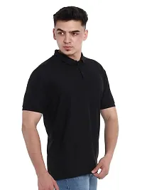 JMDE Men Polo Collar Neck Cotton Blend Tshirt Black-thumb3