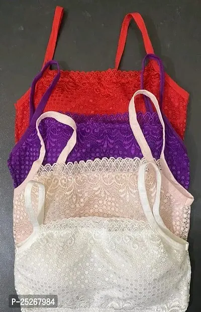 Stylish Multicoloured Net Bras For Women Pack Of 4-thumb0