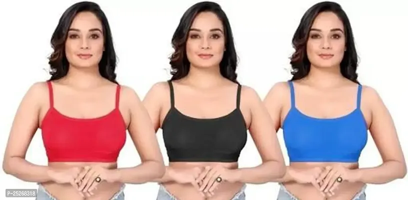 Stylish Multicoloured Cotton Blend Bras For Women Pack Of 3-thumb0