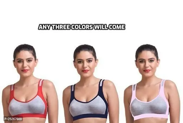 Stylish Multicoloured Cotton Bras For Women Pack Of 3