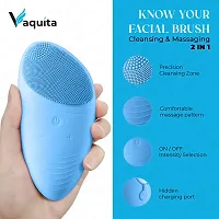 Vaquita - 2 in 1 Face Cleansing Brush  Massager for Deep Cleansing  Exfoliation {Blue}-thumb2