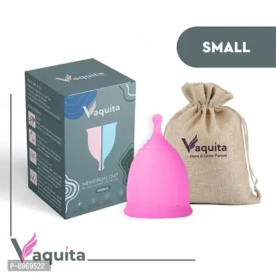 VAQUITA - Premium Menstrual cup for women-Small Size with Jute Pouch | Odor/Infection/Rash/Leakage Free | Medical Grade Silicone |Protection Upto 8-10Hrs| FDA Approved