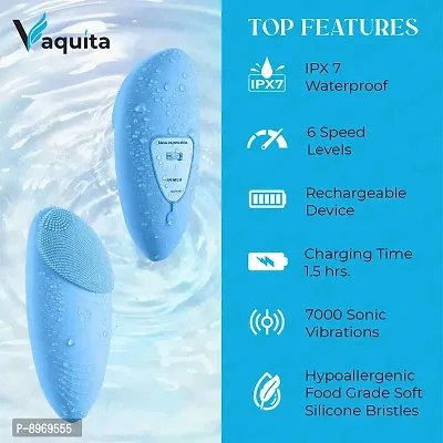 Vaquita - 2 in 1 Face Cleansing Brush  Massager for Deep Cleansing  Exfoliation {Blue}-thumb5