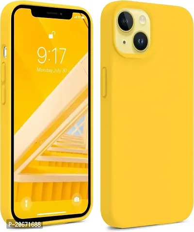 NAFS Silicon Case Compatible iPhone 13 | Camera Protect Microfiber Lining Cover | iPhone 13 case Cover (Yellow)-thumb0