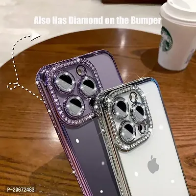 NAFS Compatible with iPhone 14 Pro Max Case Glitter Plating Luxury Bling Rhinestones Diamond Cover for Women Girls Clear Soft TPU Camera Protector... Colour:Purple