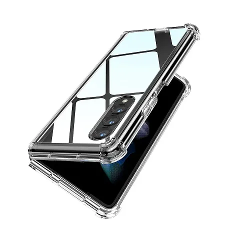 MAKAVO for Samsung Galaxy Z Fold 3 Case [Enhanced Corner Protection] Non-Yellowing Crystal Soft TPU Bumper Shockproof Hard Clear Back Cover for Samsung Z...