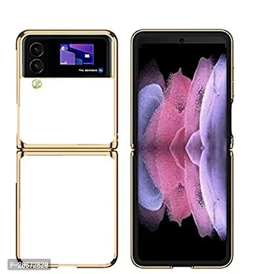 NAFS Clear Case Compatible for Galaxy Z Flip4 | Transparent Full Body Shockproof | Cover Case for Samsung Galaxy Z Flip 4 5G Clear Gold-thumb0