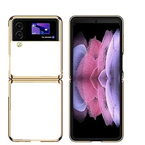 NAFS Clear Case Compatible for Galaxy Z Flip4 | Transparent Full Body Shockproof | Cover Case for Samsung Galaxy Z Flip 4 5G Clear Gold