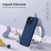 NAFSreg; Compatible with iPhone 15 Pro Max, Slim Liquid Silicone 3 Layers Full Phone Covered Soft Gel Rubber Case Protective Phone Cover (Navy Blue)-thumb1