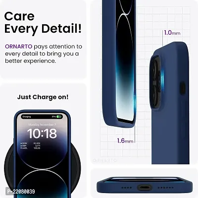 NAFSreg; Compatible with iPhone 15 Pro Max, Slim Liquid Silicone 3 Layers Full Phone Covered Soft Gel Rubber Case Protective Phone Cover (Navy Blue)-thumb3