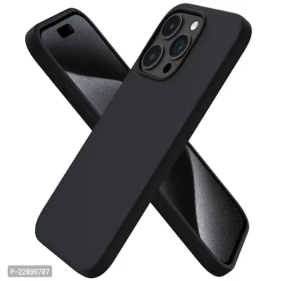 NAFSreg; Silicon Case Cover Compatable with iPhone 15 Pro Case Cover Matte Finish | Slim Fit Silicone Soft Matte Back Case for iPhone 15 Pro (Black)-thumb0