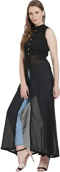 Stylish georgette Black Solid Dress For Women-thumb4