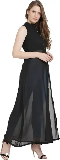 Stylish georgette Black Solid Dress For Women-thumb5