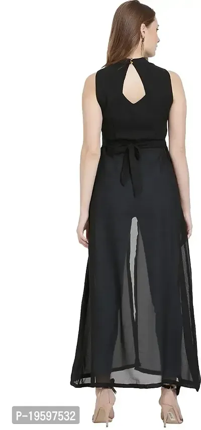 Stylish georgette Black Solid Dress For Women-thumb2