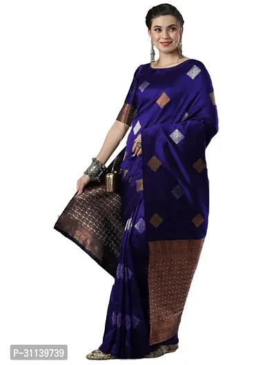 Elegant Blue Art Silk Saree with Blouse piece For Women-thumb3