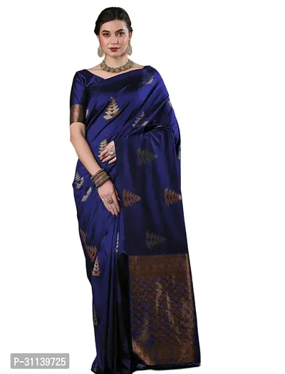 Elegant Blue Art Silk Saree with Blouse piece For Women-thumb0