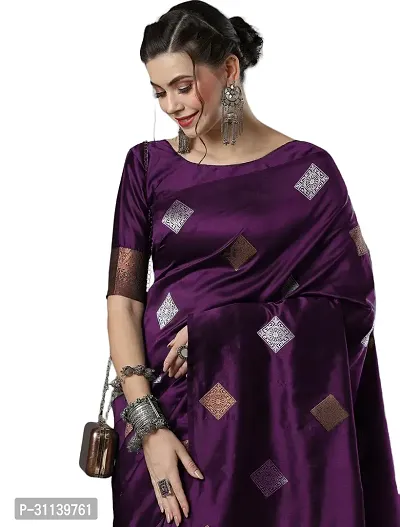 Elegant Magenta Art Silk Saree with Blouse piece For Women-thumb2