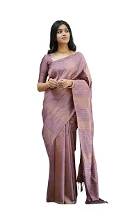 Elegant Purple Art Silk Saree with Blouse piece For Women-thumb1